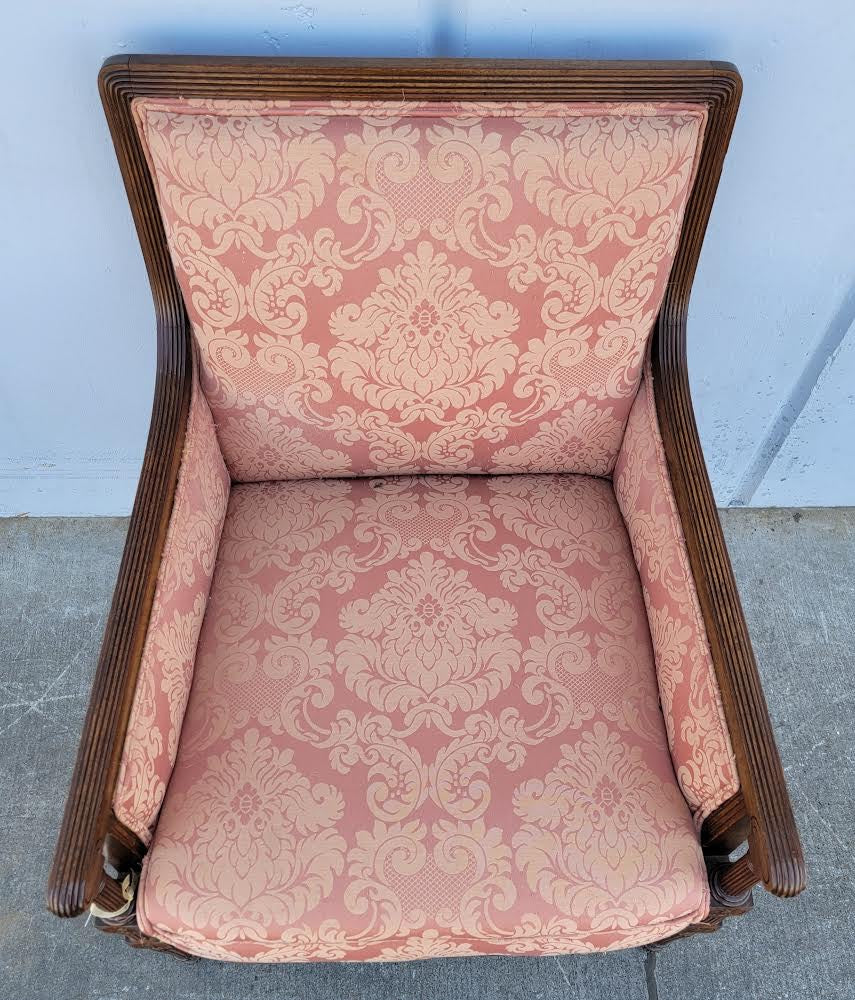Pink dark wood bergere armchair antique/vintage