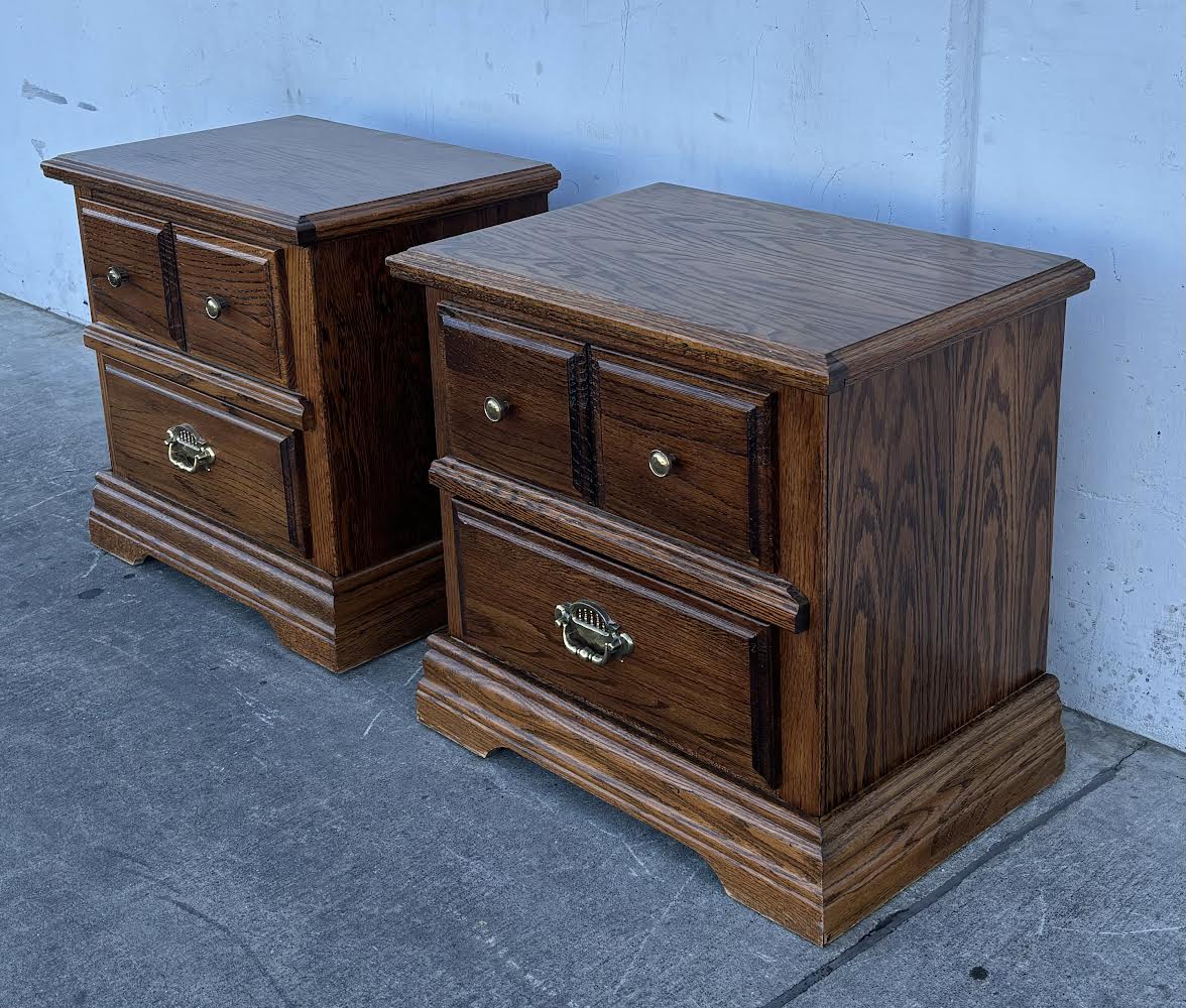 Matching 2 Drawer Wooden Night Stands