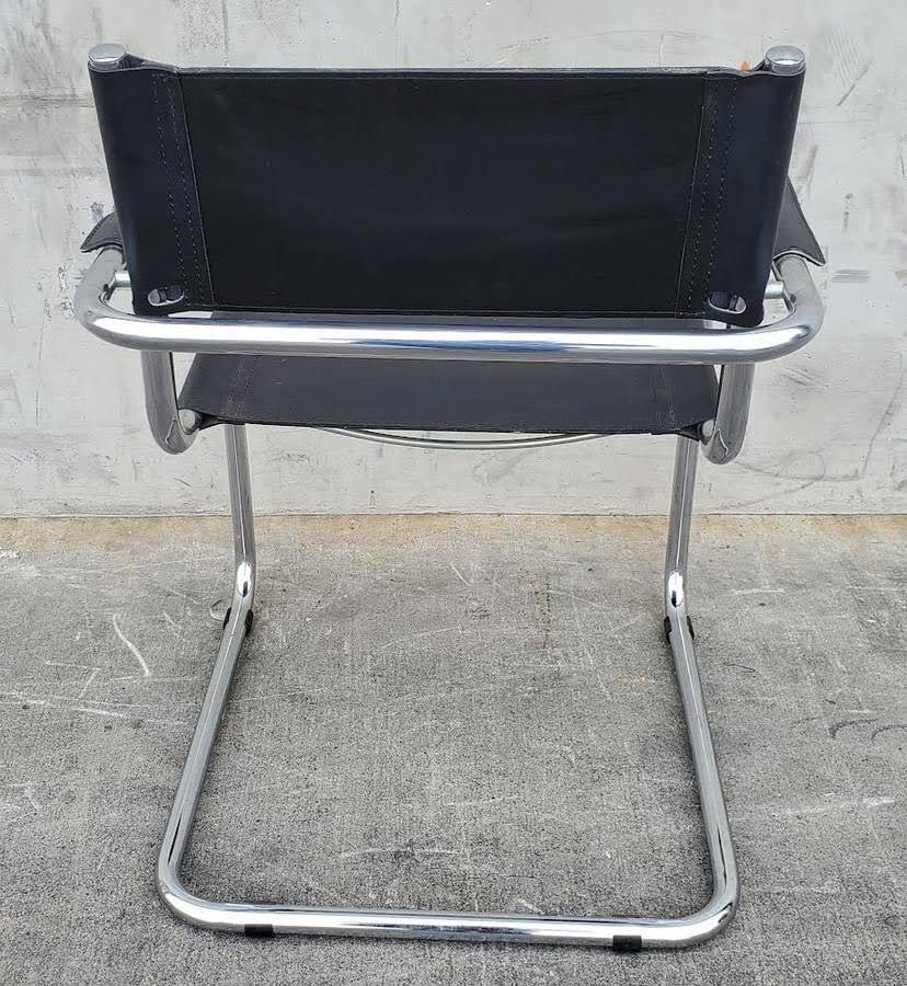 Italian metal and leather office/dining armchair