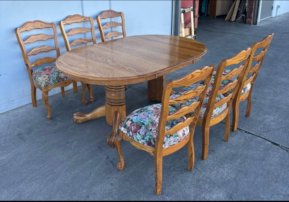 7 Piece Handcrafted Oak Dining Table