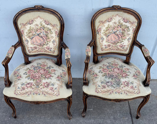 Vintage/ antique French style dining arm chairs needlepoint floral