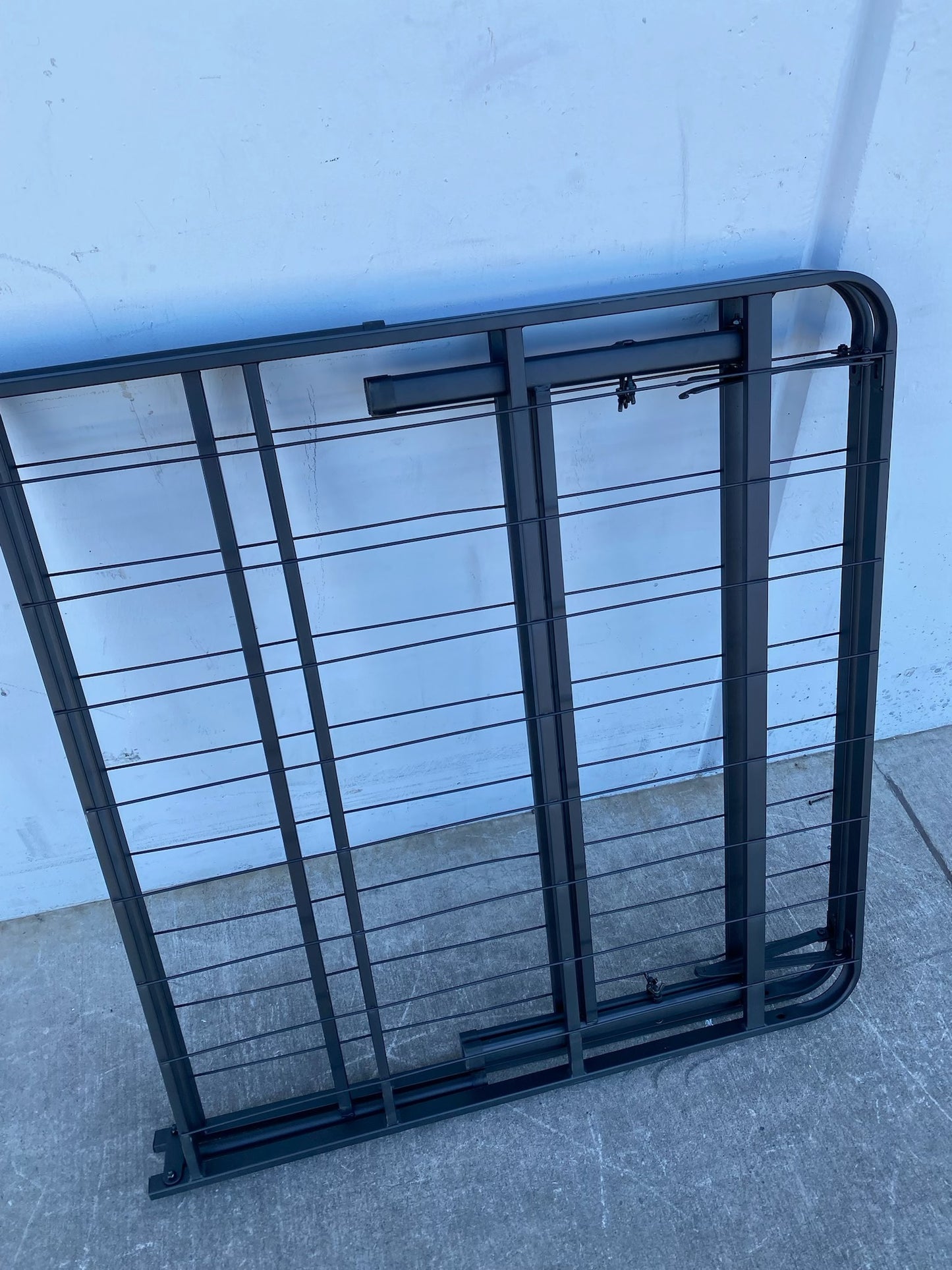 Foldable metal black bed frame base portable bed