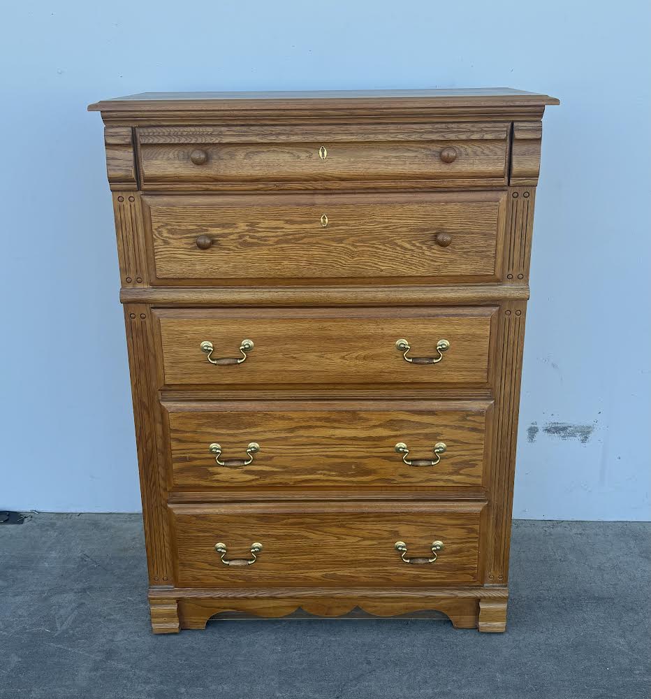 Highboy dresser cabinet light wood