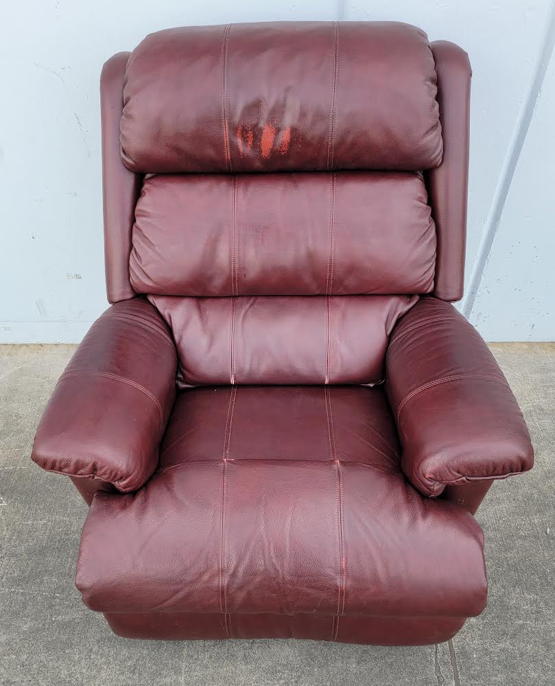 Mahogany leather recliner armchair la-z- boy style