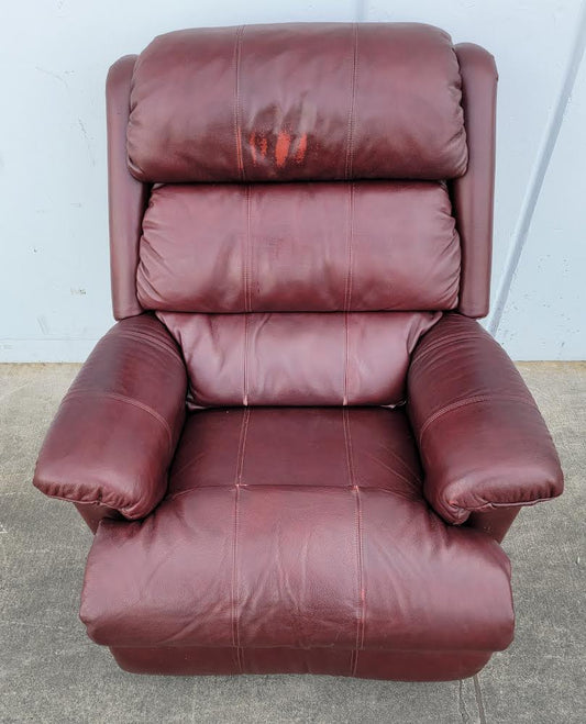 Mahogany leather recliner armchair la-z- boy style