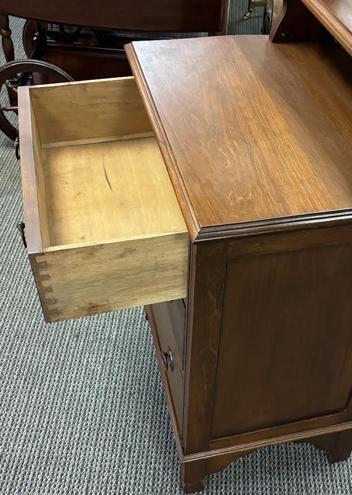 Vintage Walnut Tall Small Dresser Chest With Mirror