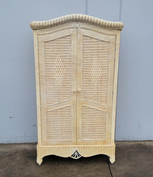 cream/ beige wicker/ rattan armoire/ wardrobe cabinet