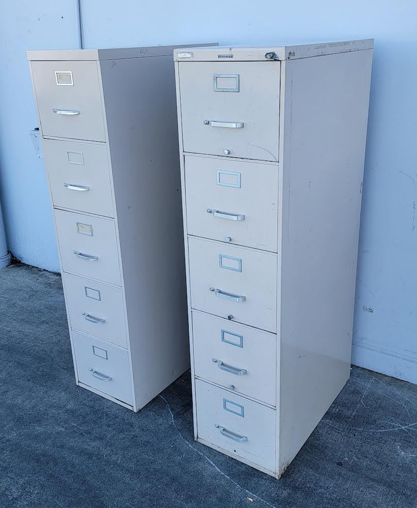 file cabinets (2) vertical 5 drawers tan (no keys)