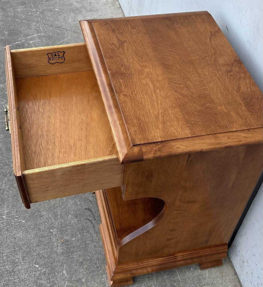 Cal shops Solid Hard Rock Maple Colonial Early American Open Cabinet Nightstand