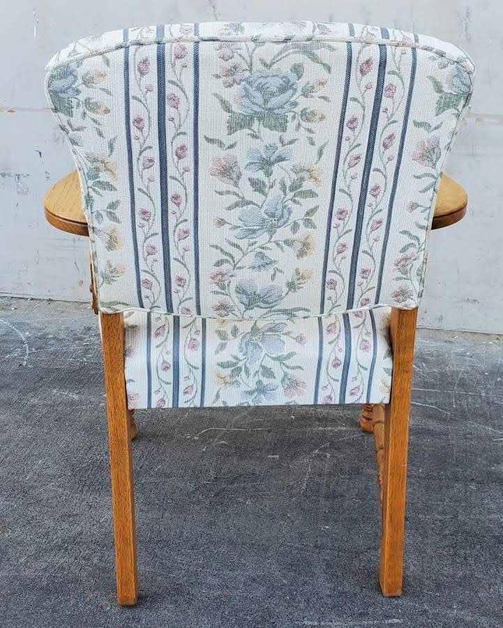 Antique/vintage armchair white floral cushion