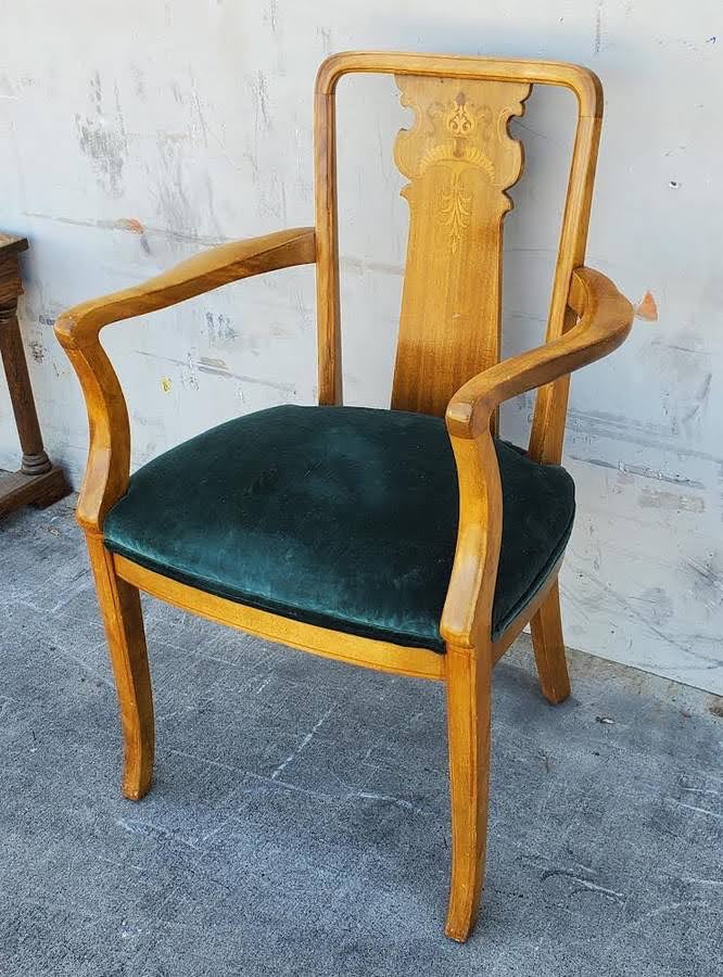 Green cushion armchair antique/vintage