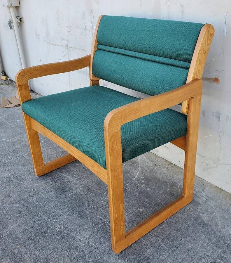 Green bariatric sled base waiting room/guest armchair
