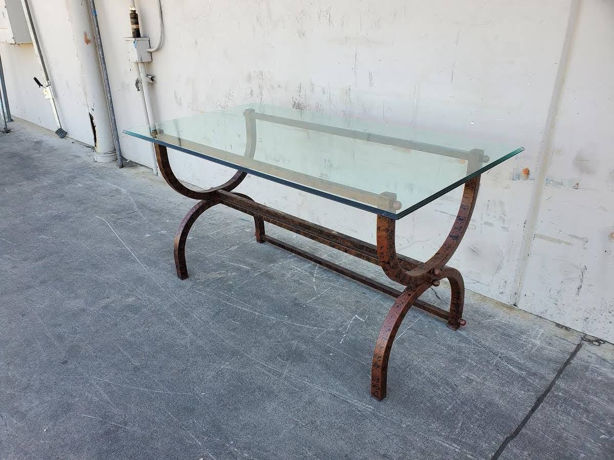 Console table glass top vintage