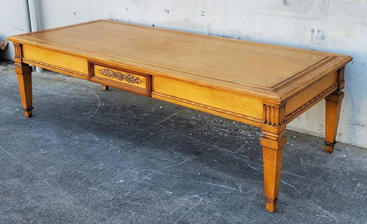 French style light wood long coffee table