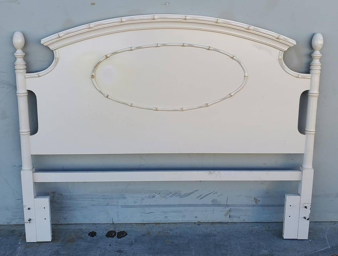White headboard faux bamboo accent detailing vintage