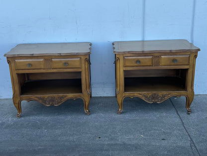 Pair French Bleached Oak Bedside Cabinets nightstands