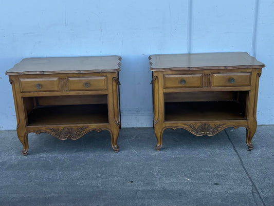 Pair French Bleached Oak Bedside Cabinets nightstands