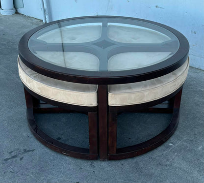 Round Glass Table with 4 chairs Modern Cocktail