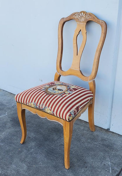 antique/ vintage side dining chair striped floral cushion