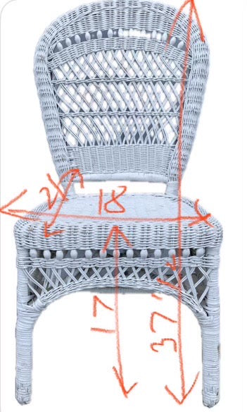white side chair wicker/ cane/ rattan