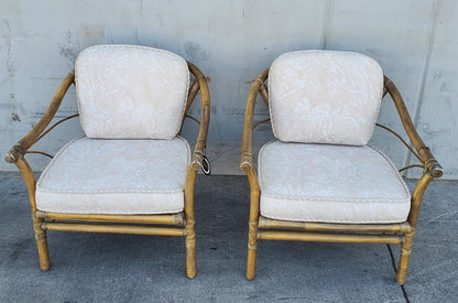Mcguire pair of Bamboo rattan  lounge armchairs