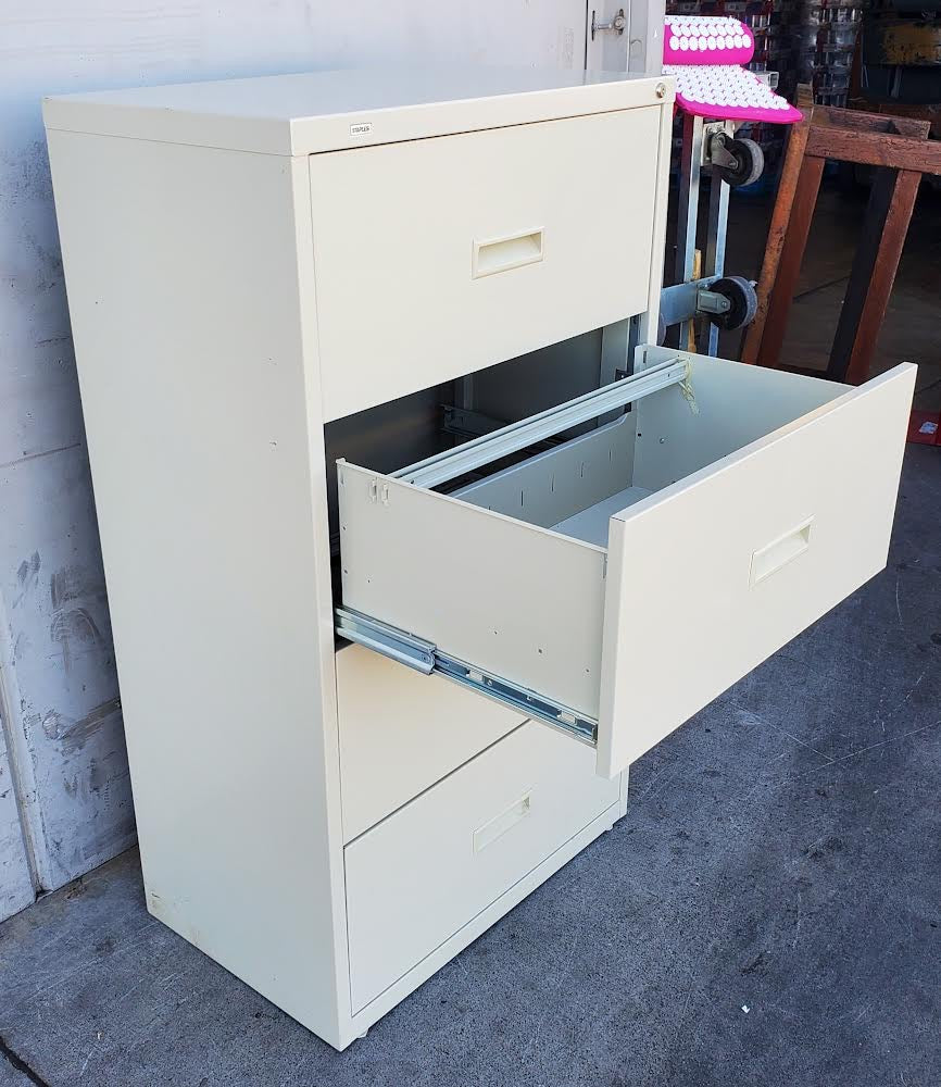 Staples tan/beige file cabinet (no key)