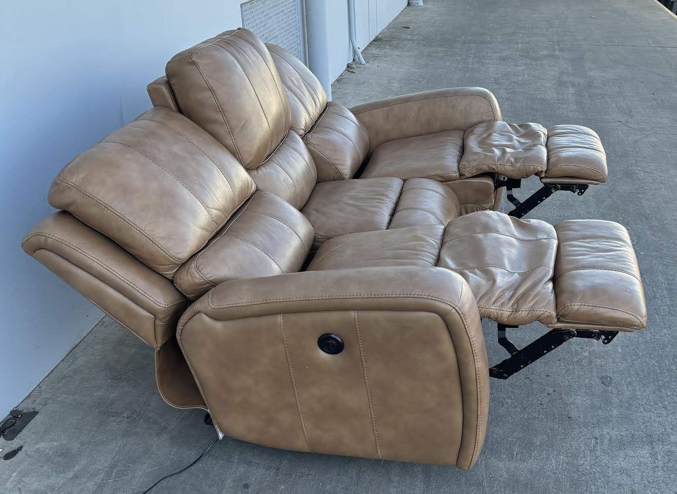 Light Brown Leather Reclining Sofa