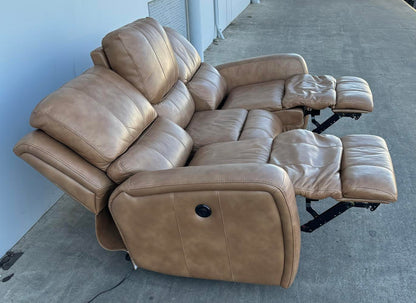 Light Brown Leather Reclining Sofa