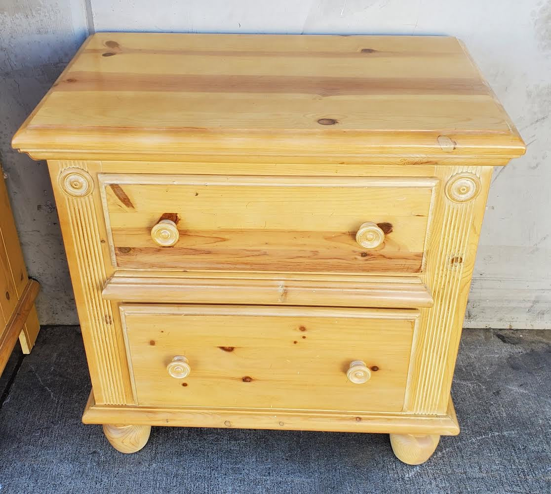 light wood/blonde dresser with mirror and nightstand
