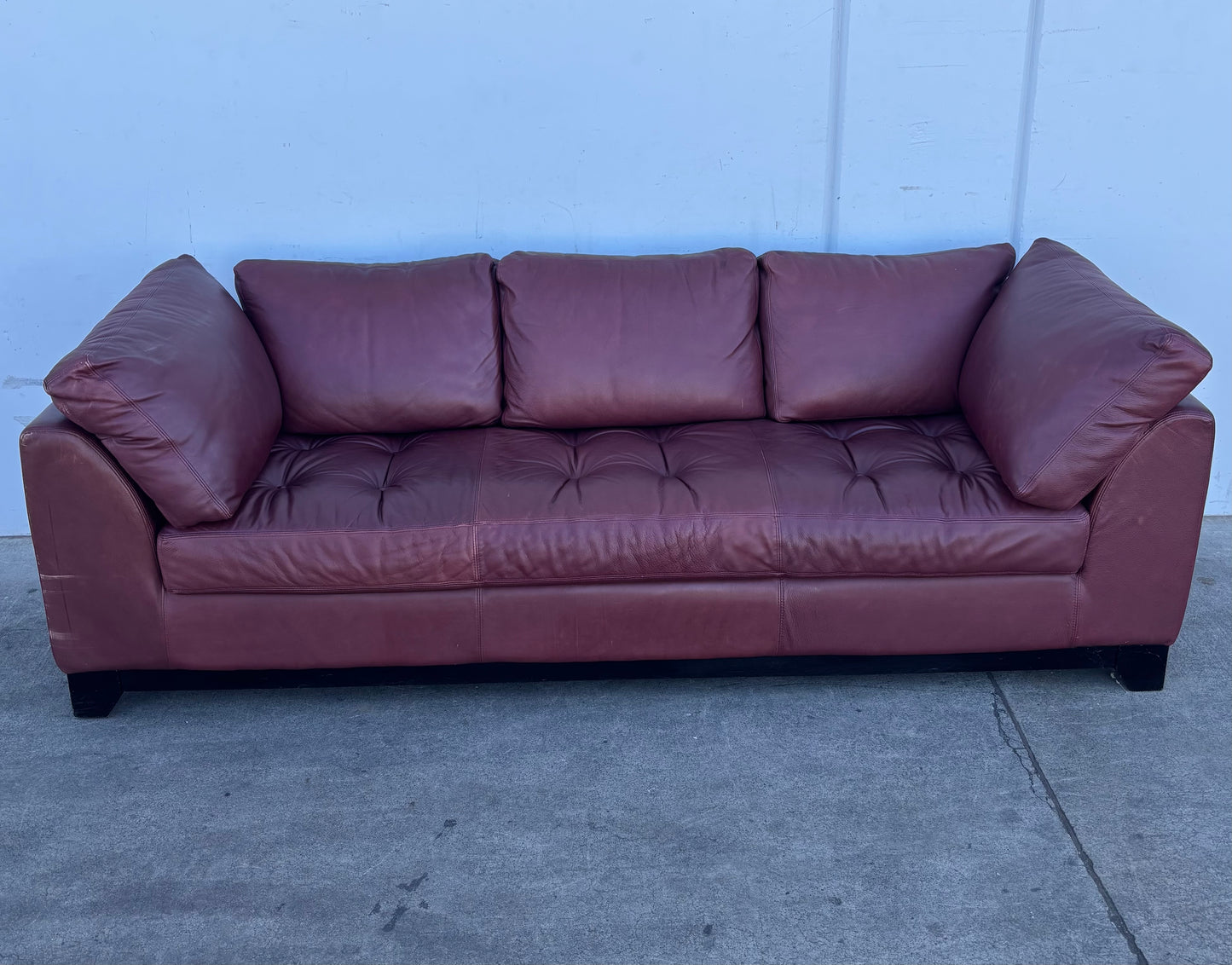 Red/ burgundy sofa / couch leather style