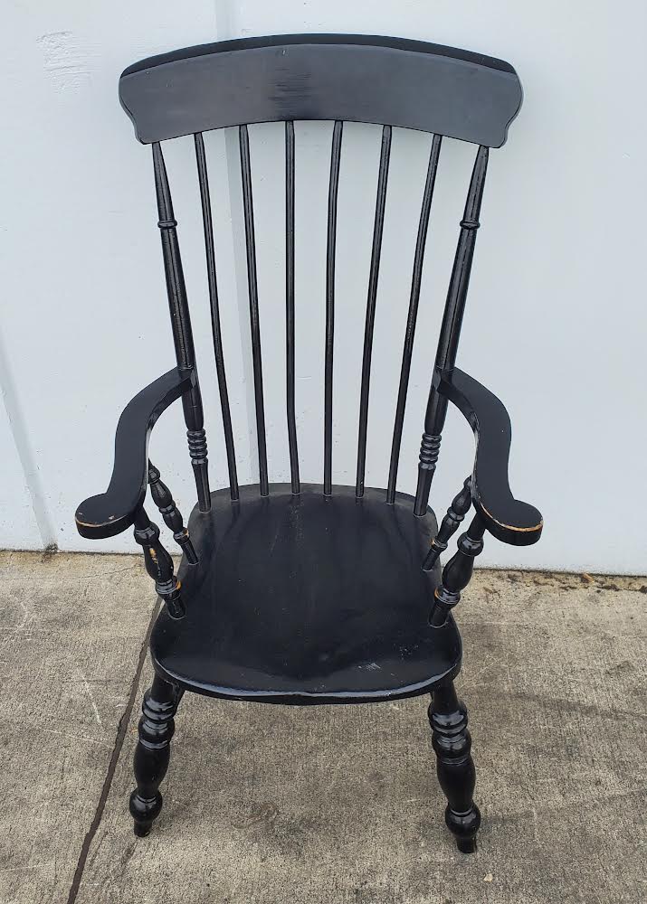 black fan back windsor style armchair