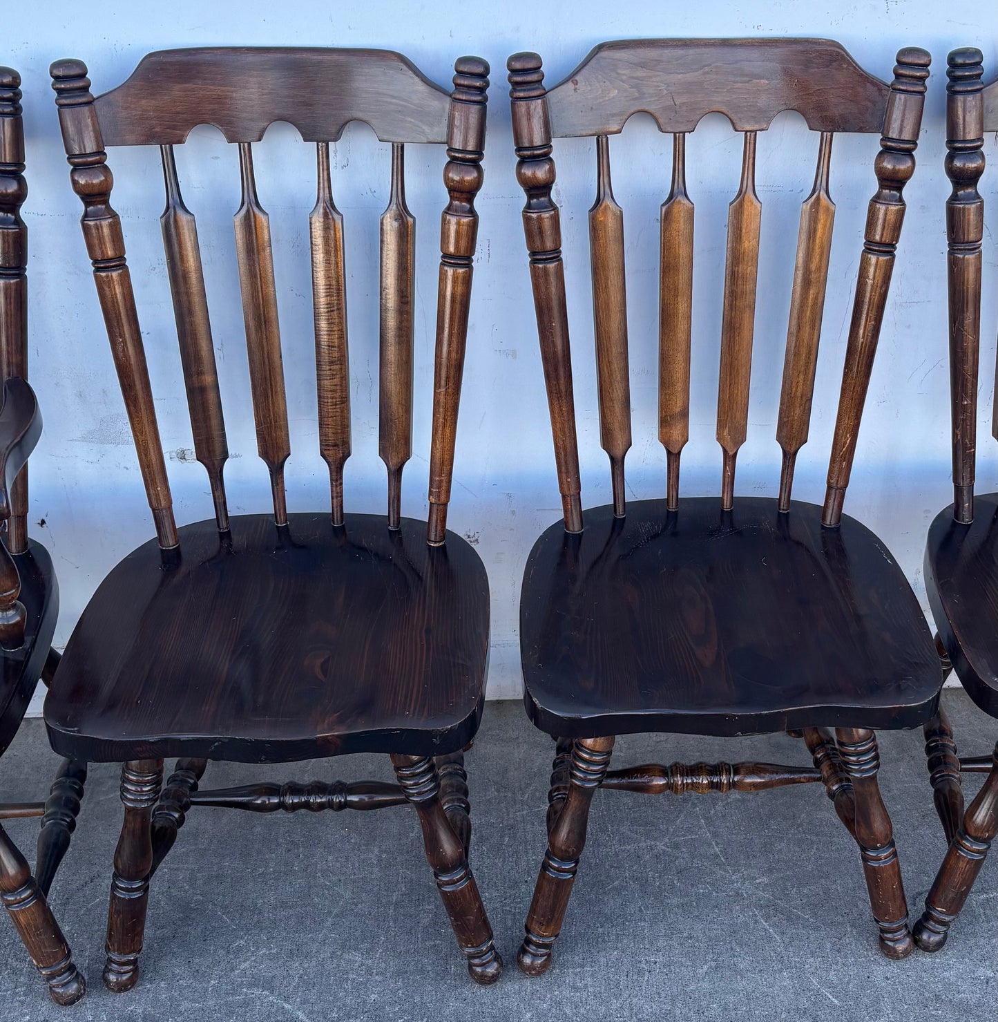 Country style 8 dining chairs dark wood