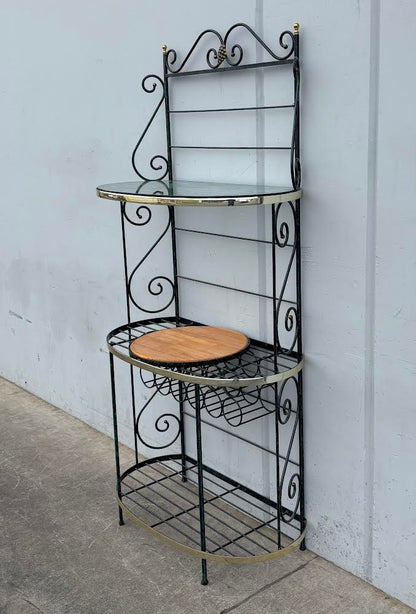 Vintage French Bakers Rack 3-Tier Iron and Brass
