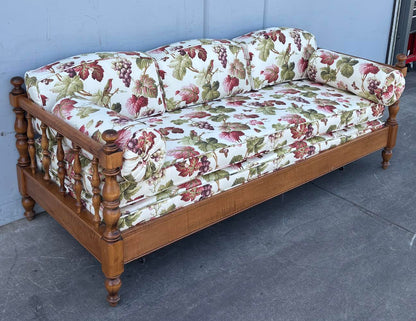 Vintage Mid Century Style Sofa Day Bed Floral Wood Ethan Allen
