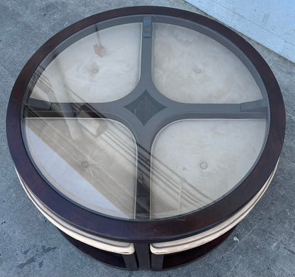 Round Glass Table with 4 chairs Modern Cocktail