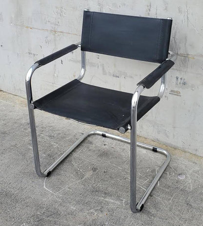 Italian metal and leather office/dining armchair