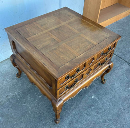 French Provincial Carved Walnut Chest/Side Table/Coffee Table