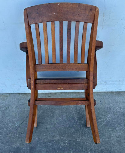 Antique Traditional Mahogany walnut Wood Bankers Library Arm Chair W. H. Gunlocke chair co.