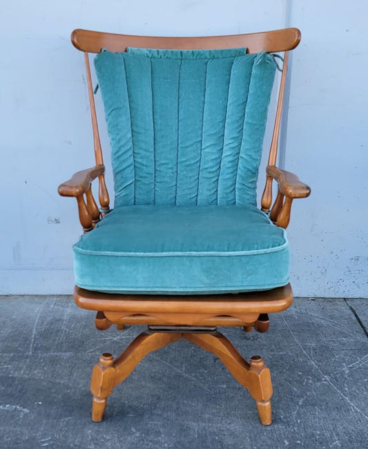 Antique/vintage blue cushion platform rocking chair