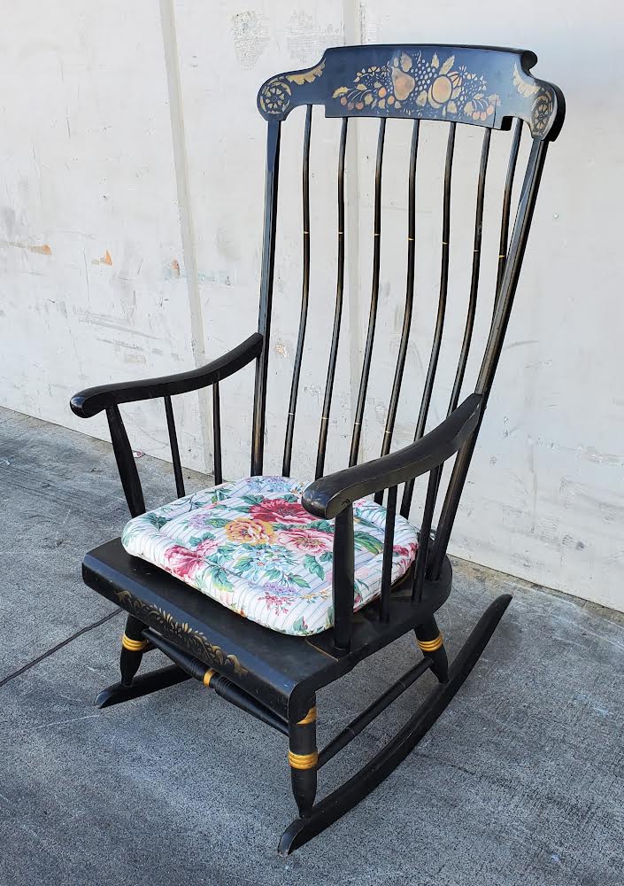 Nichols & Stone black floral rocking chair