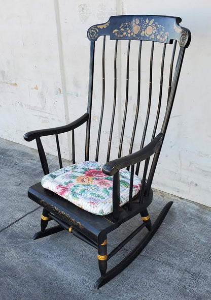 Nichols & Stone black floral rocking chair