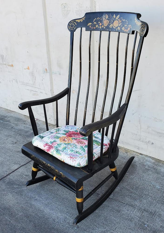 Nichols & Stone black floral rocking chair
