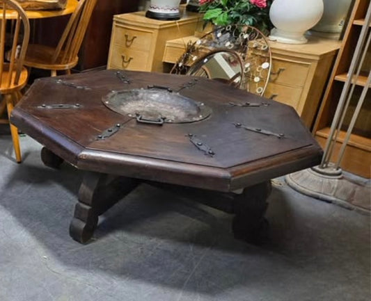 Vintage Spanish Revival Rustic Brazier Coffee Table  (no chair)