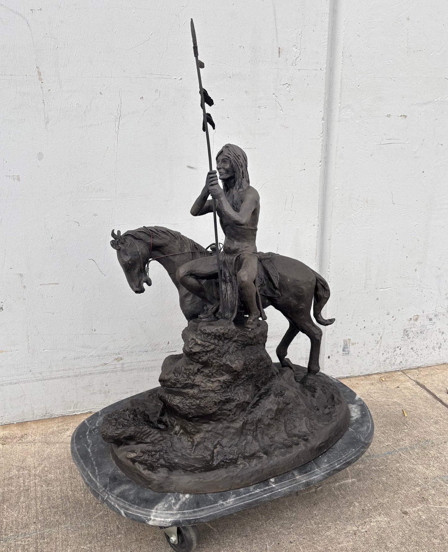 bronze statue After Marshall Mitchell: old coon foot and young brave