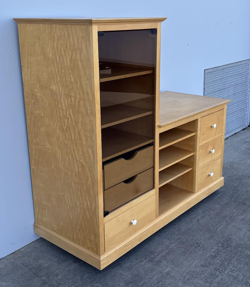 Light Wood Entertainment Center cabinet display