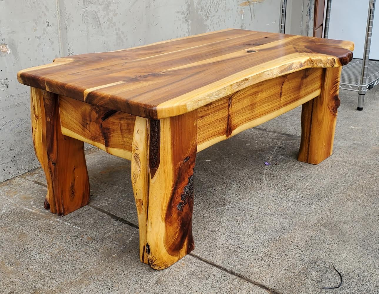 Wood slab coffee table