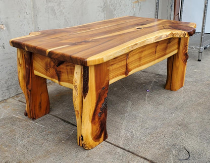Wood slab coffee table