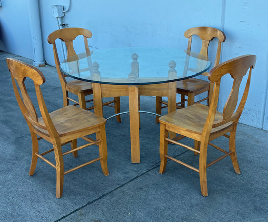 Dining set round table with 4 chairs
