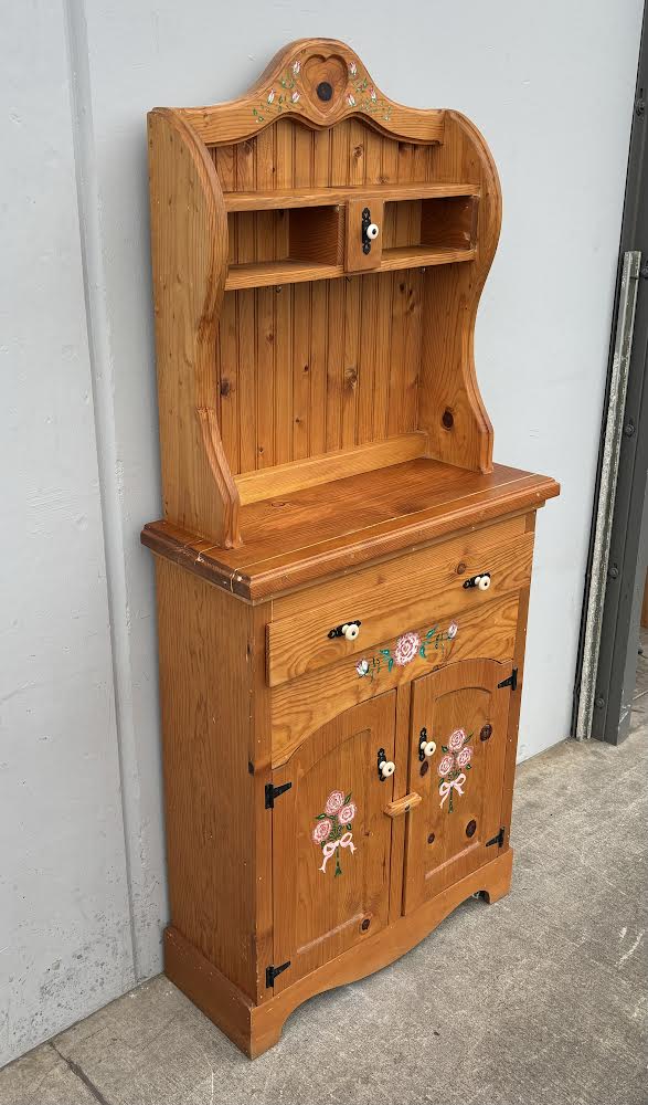 Antique Wood Cupboard Display Cabinet