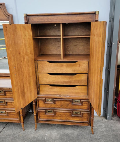 bedroom set bamboo style dresser w/2 mirrors,  armoire